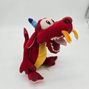 The Disney Store Vintage Mushu 6" Bean Bag Plush Mini Mulan Dragon Red Yellow
